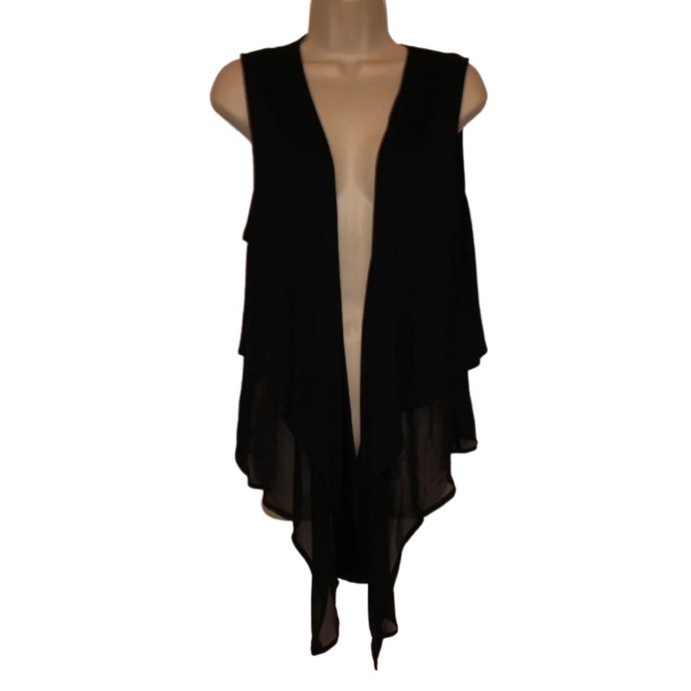 Vera Wang Sheer Black Flowing Cardigan
